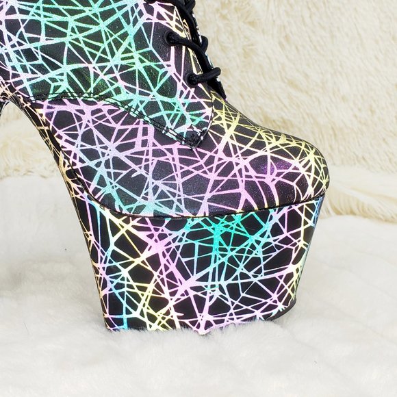 Reflective Geometric Platform High Heel Ankle Boots - Picture 17 of 17